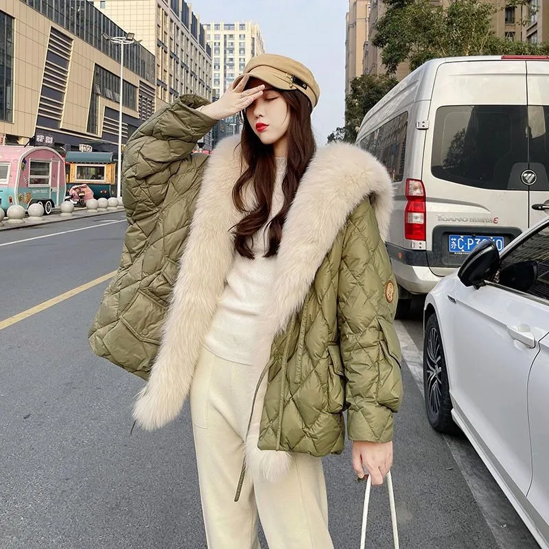 Top Trends: 2023 New Women Down Cotton Coat Female Thickened Sailor Collar Imitation Fox Fur Fur Outwear Mid Length Version Loose Parkas Shoppable Styles