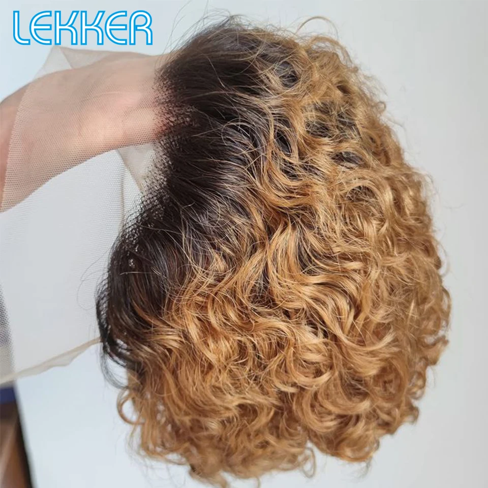 Top Trends: Lekker Ombre Blonde Lace Front Short Curly Bob Human Hair Wigs For Women Brazilian Remy Hair Pre Plucked Transparent Lace Wigs Shoppable Styles - Image 2