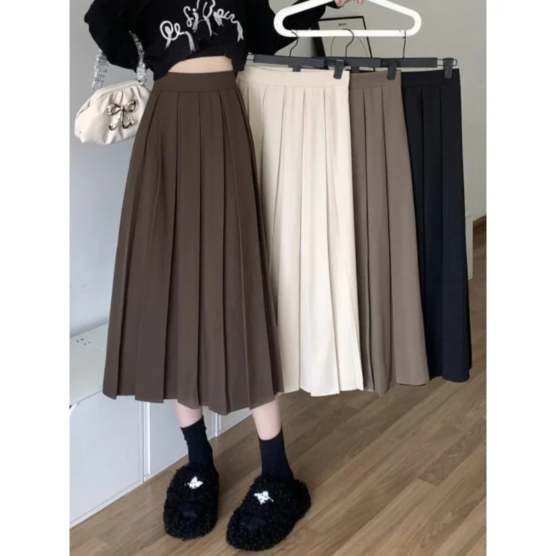 Top Trends: Modest Skirts For Women Korean Style Long Black Skirt Women's Pleated Skirt Long Skirts For Women Fashion 2023 Dazy A-LINE Shoppable Styles