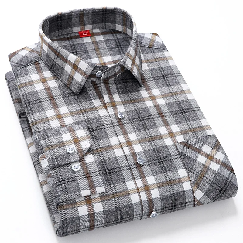 Top Trends: 100% Cotton Mens Designer Shirt Luxury Plaid Long Sleeved Spring Autumn Casual Versatile Shirt Outerwear Korean Stylish Blouse Shoppable Styles