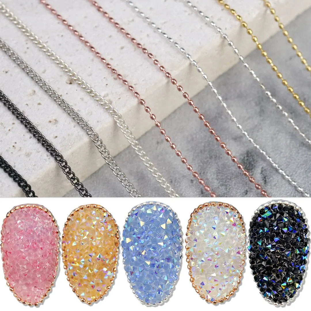 Top Trends: Nail Chain Rose Gold Silver Pixie Stone Beads Decorations Metal Steel Press On Nails Charms Art Jewelry Accessories Manicure Shoppable Styles