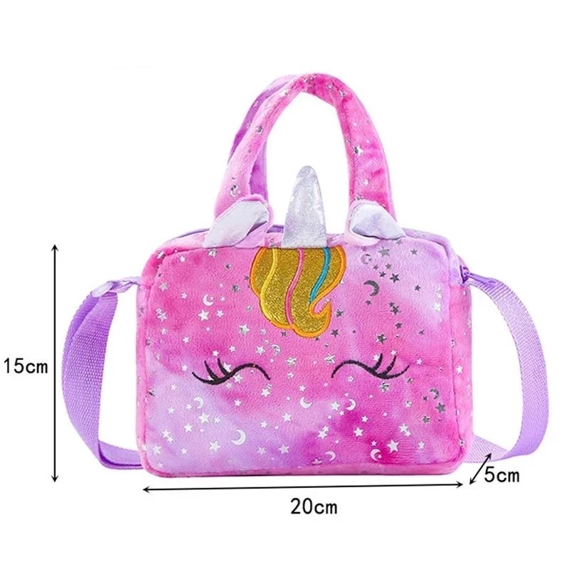 Top Trends: 2022 Unicorn Mini Soft Plush Shoulder Crossbody Bag Woman Girls Tied Dye HandBag Cute And Fresh Style Shinny Star Moon Bag Shoppable Styles - Image 6