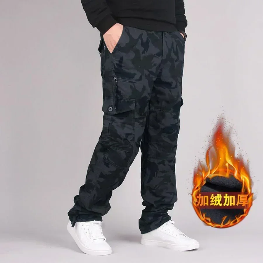 Top Trends: New 2024 Men's Warm Fleece Cargo Pants Solid Winter Thick Military Camouflage Tactical Cotton Long Trousers Men Casual Pants 5XL Shoppable Styles - Image 5