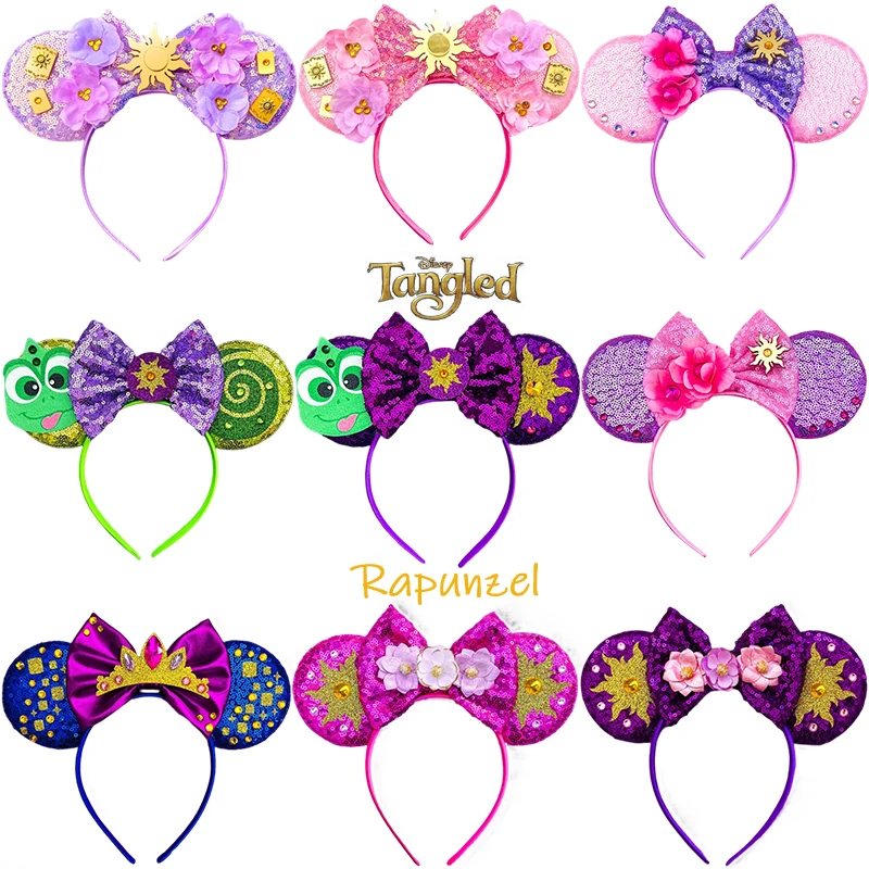 Top Trends: Disney Rapunzel Ears Headbands For Women Sunflower Sequins Bow Hairband Girl Sun Flower Headwear Kids Chameleon Hair Accessories Shoppable Styles