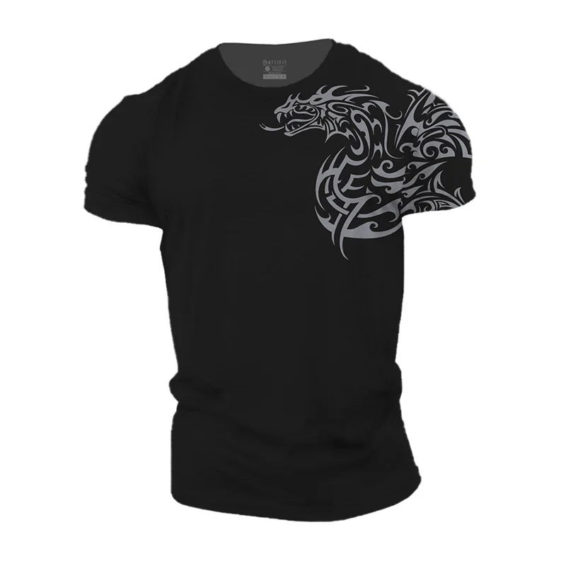 Top Trends: Vintage Men&#039;s T-Shirt 3D Print Dragon Pattern T Shirt Casual Short-Sleeved Top Summer Breathable Fitness Apparel Men Clothing Shoppable Styles