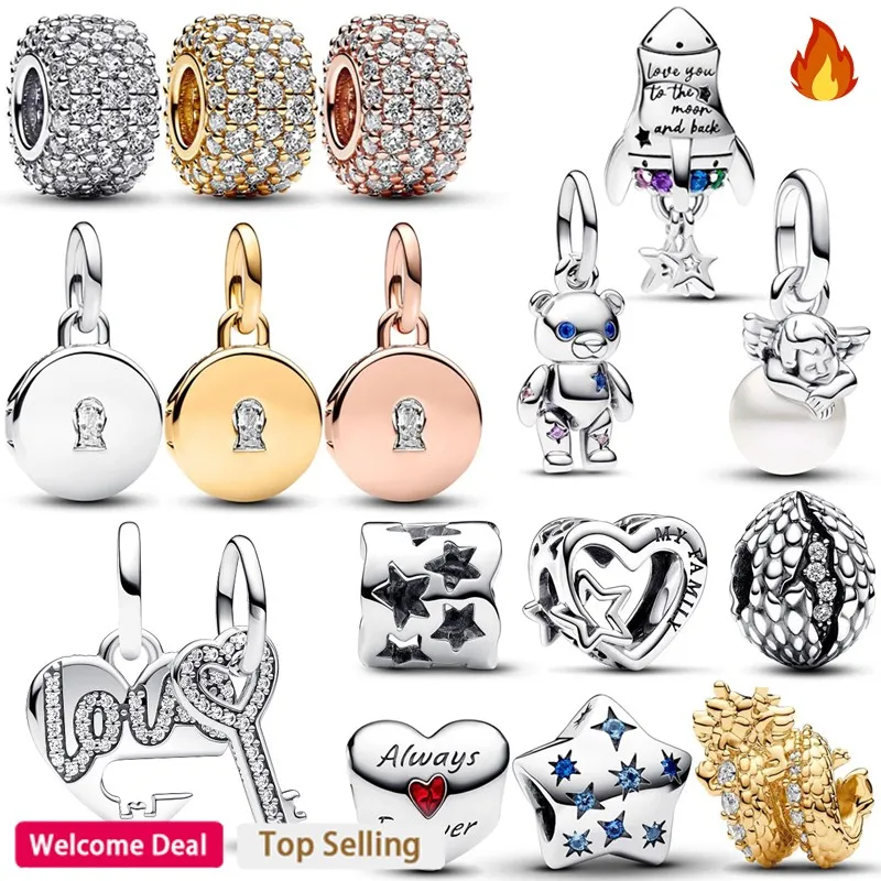 Top Trends: 2023 New Women&#039;s Hot 925 Silver Thanksgiving Angel Logo Game Pendant For Original Bracelet DIY High Quality Charm Jewelry Shoppable Styles