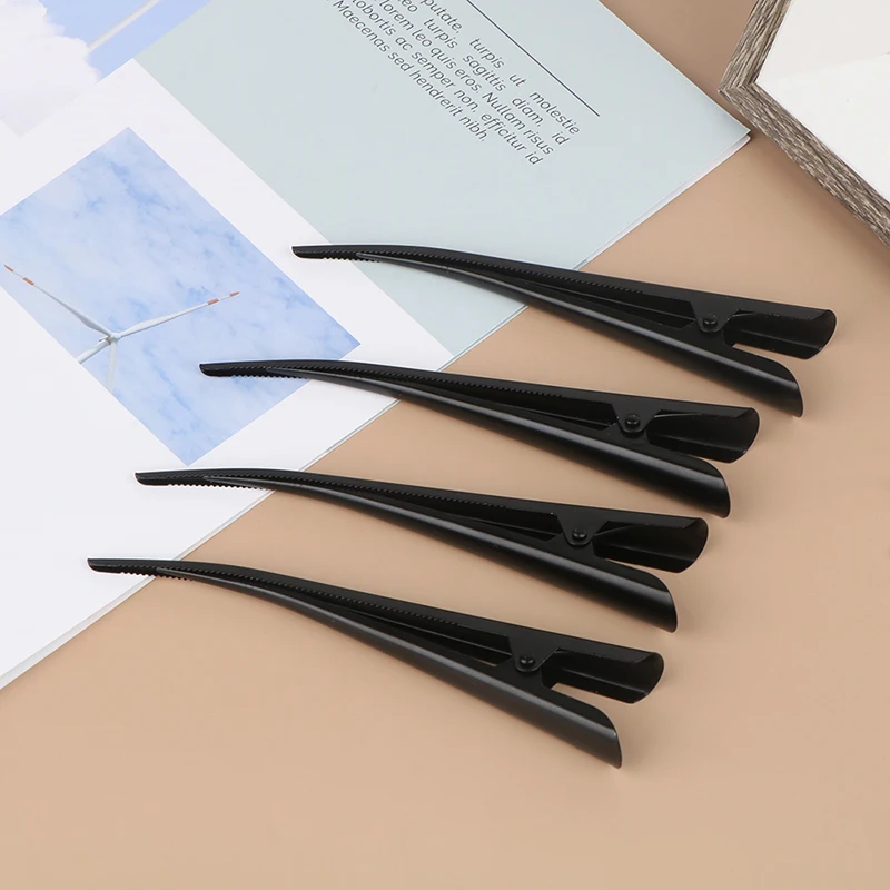 Top Trends: 4Pcs Long Metal Hair Clips Hollow Flower Duckbill Hair Clamps Hair Accessories Duck Teeth Hairdressing Salon Tip Clip Black Clip Shoppable Styles