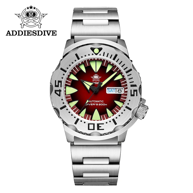 Top Trends: ADDIESDIVE New Monster Automatic Diver Watch Steel Sapphire Glass 200M Waterproof C3 Super Luminous NH36A Mechanical Watches Men Shoppable Styles