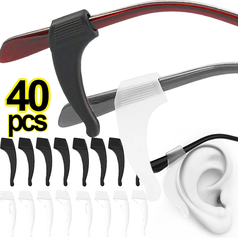 Top Trends: 40Pcs Silicone Anti-slip Ear Hooks Holder For Glasses Black / Transparent Elastic Eyeglasses Retainer Holders Eyewear Accessories Shoppable Styles