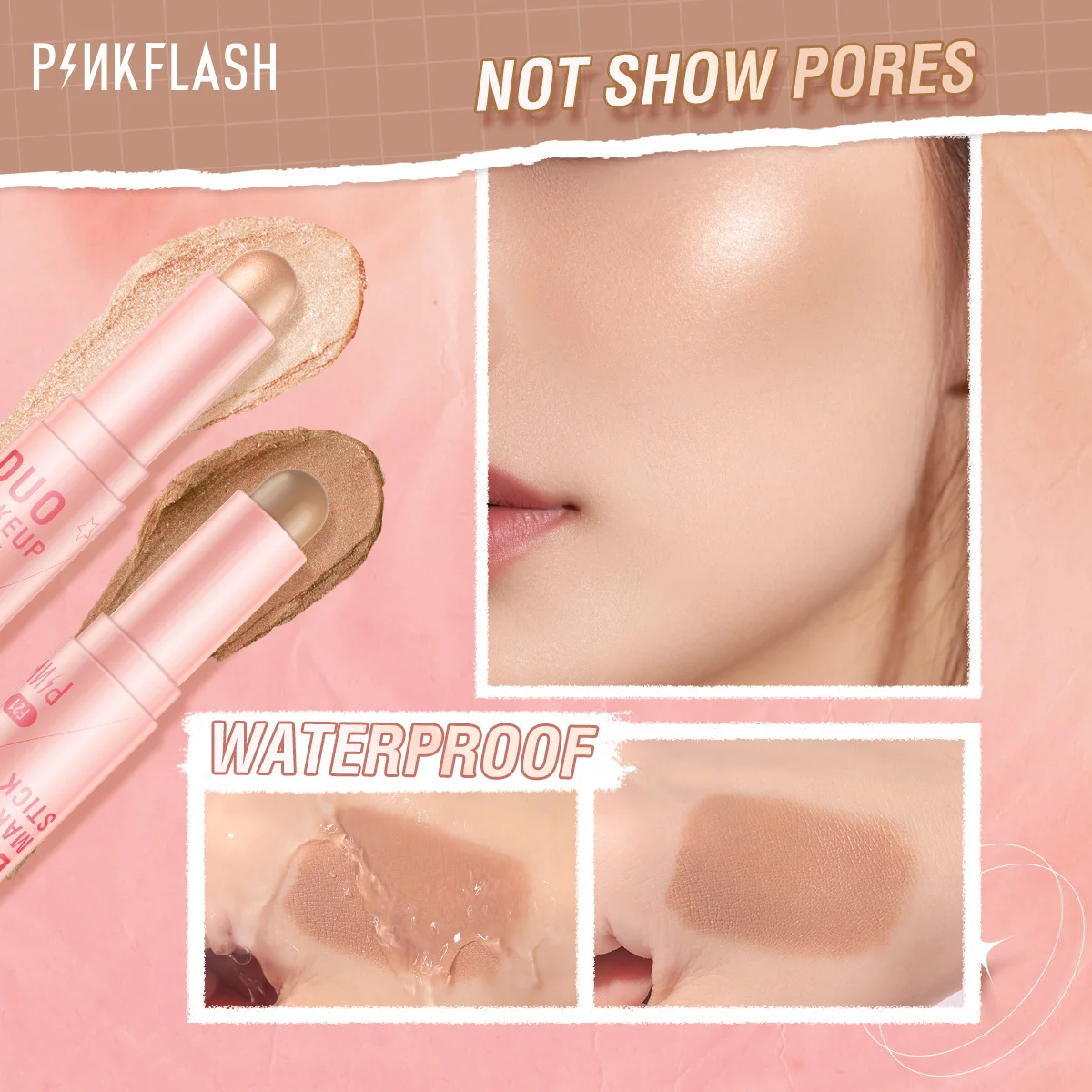 Top Trends: PINKFLASH Double Head Face Concealer Pen Waterproof Foundation Creamy Texture Highlighter Blusher Contour Stick Makeup Cosmetics Shoppable Styles - Image 5