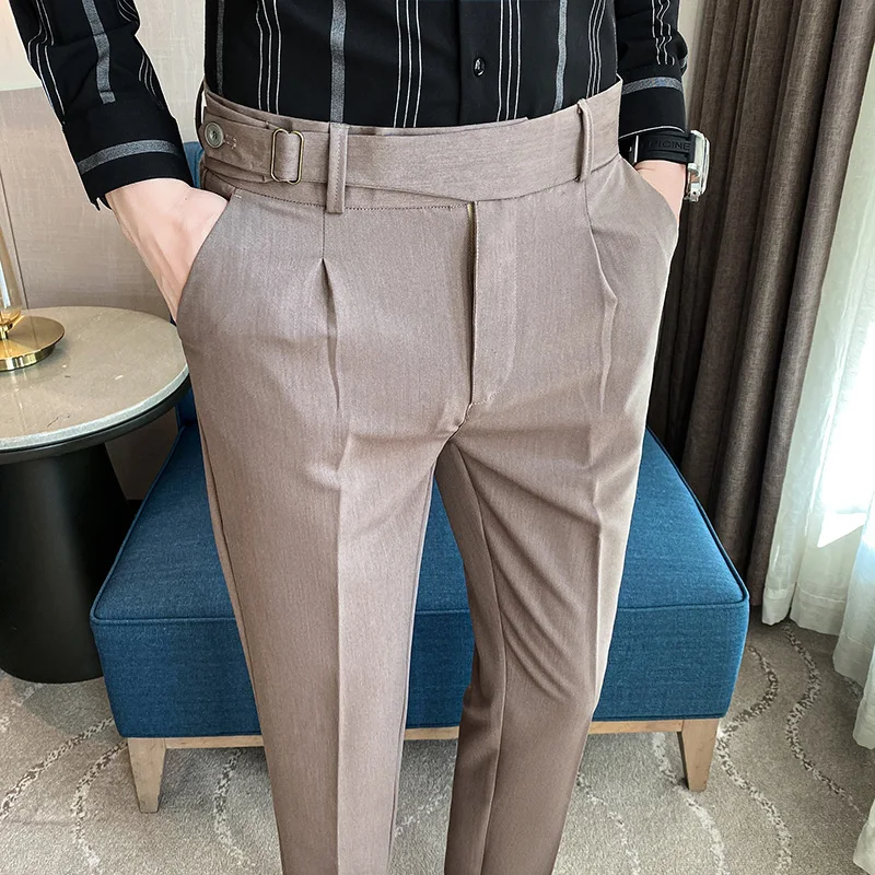 Top Trends: 2022 Summer Fashion Mens Dark Green Suit Pants Pure Color Business Occupation Slim Fit Dress Office Ankle Trousers 29-38 Shoppable Styles