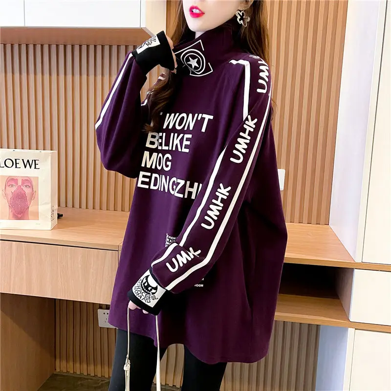 Top Trends: Fashion Printed Spliced Letter Striped Casual Hoodies Female Clothing 2023 Autumn Winter Korean Pullovers All-match Sweatshirts Shoppable Styles