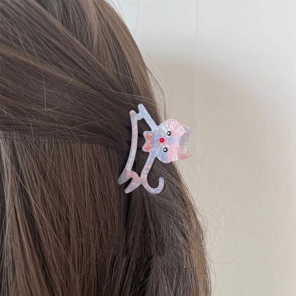 Top Trends: New Cute Cat Rhinestone Acetate Hair Claw For Women Cartoon Colorful Diamond Hollow Cat Hair Clip Shark Clip Headwear Shoppable Styles - Image 3