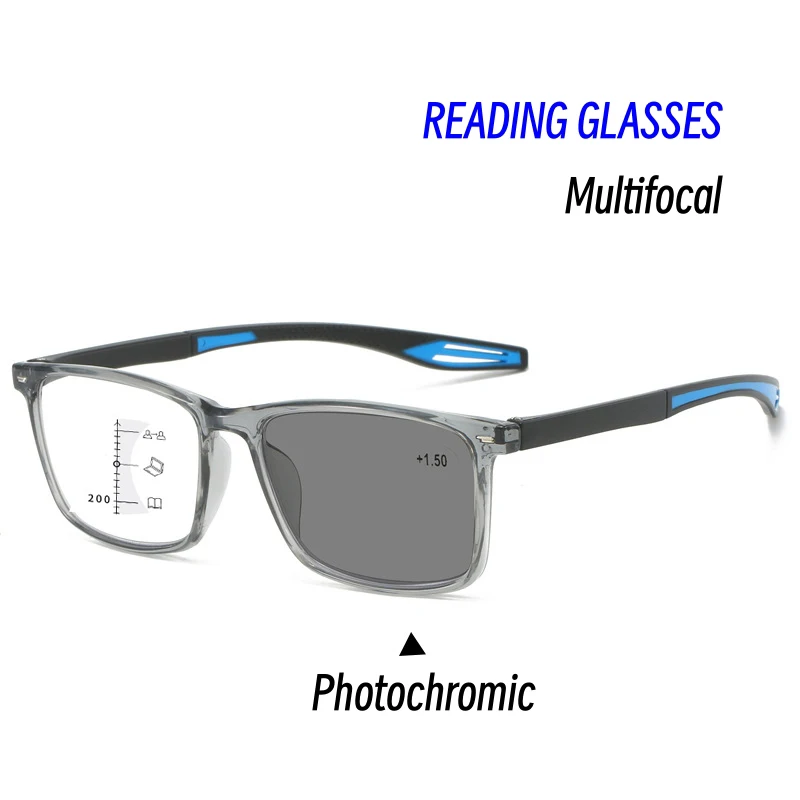 Top Trends: Color Changing Multifocal Reading Glasses Photochromic Near Far Sight Presbyopia Eyewear TR90 Sports Anti Blue Eyeglasses Shoppable Styles