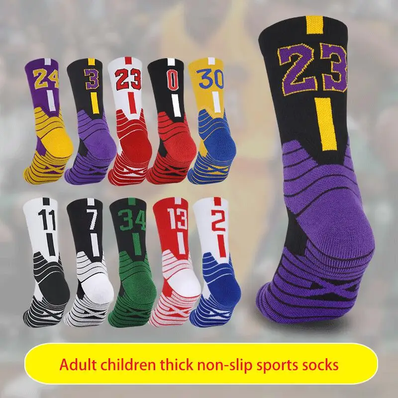 Top Trends: 5 Pairs Middle Tube Basketball Socks Adult Thick Bottom Sports Socks Non-slip Basketball Player Number Sport Crew Towel Socks Shoppable Styles