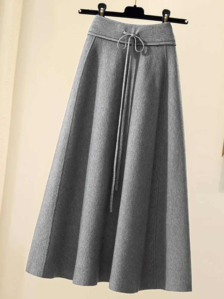 Top Trends: Knitted Skirt Women&#039;s Autumn And Winter New Korean Version High-waisted Versatile Slim Middle And Long A-line With Pleated Shoppable Styles