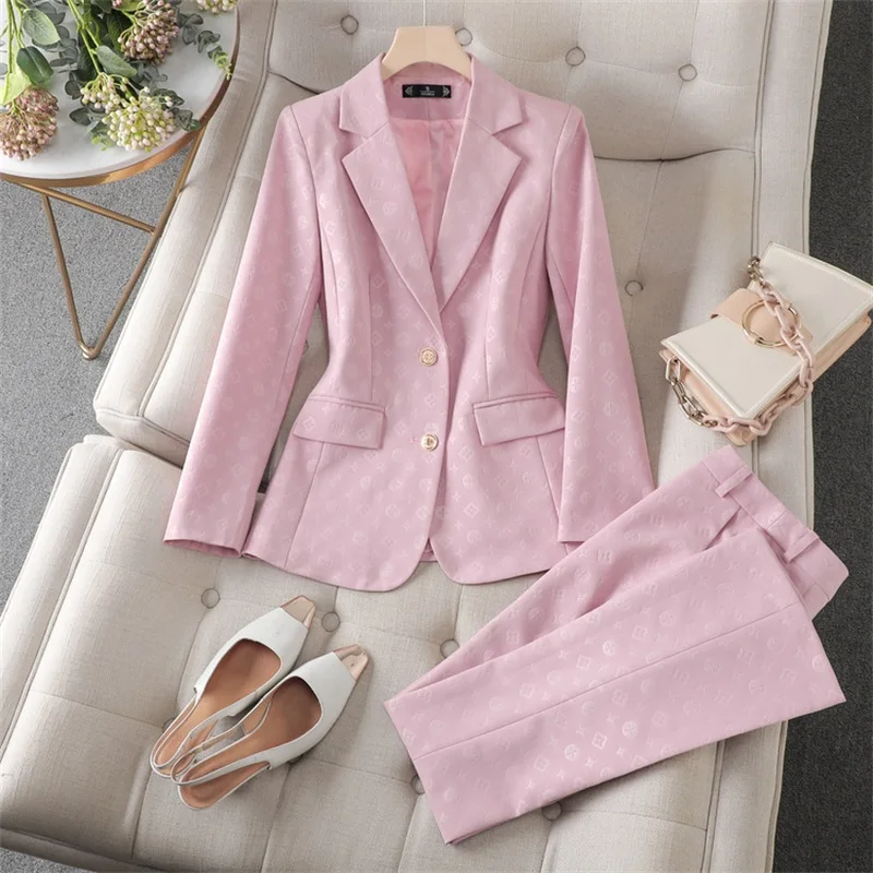 Top Trends: Pink Women Suit Pants Set 2 Piece Blazer Trousers Female Spring Office Lady Business Work Wear Girl Formal Elegant Coat Jacket Shoppable Styles