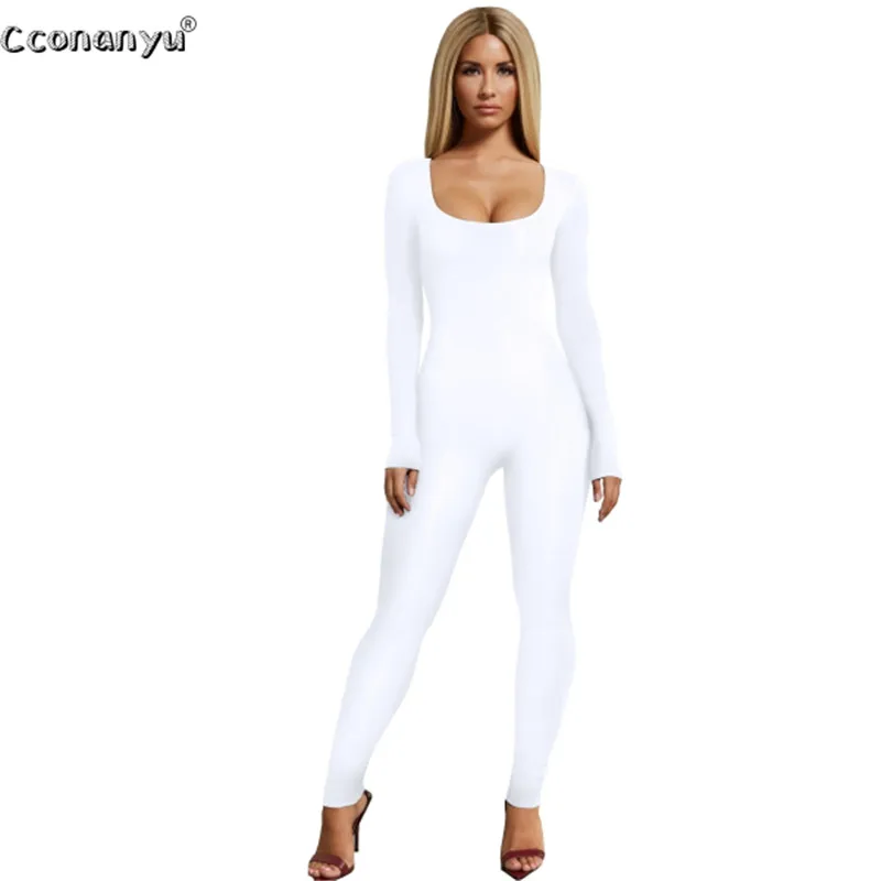 Top Trends: Spring Sexy Black Long Sleeve Jumpsuit White Green Rompers Jumpsuit Long Pants Solid Colors Casual One Piece Outfit Women Romper Shoppable Styles - Image 6