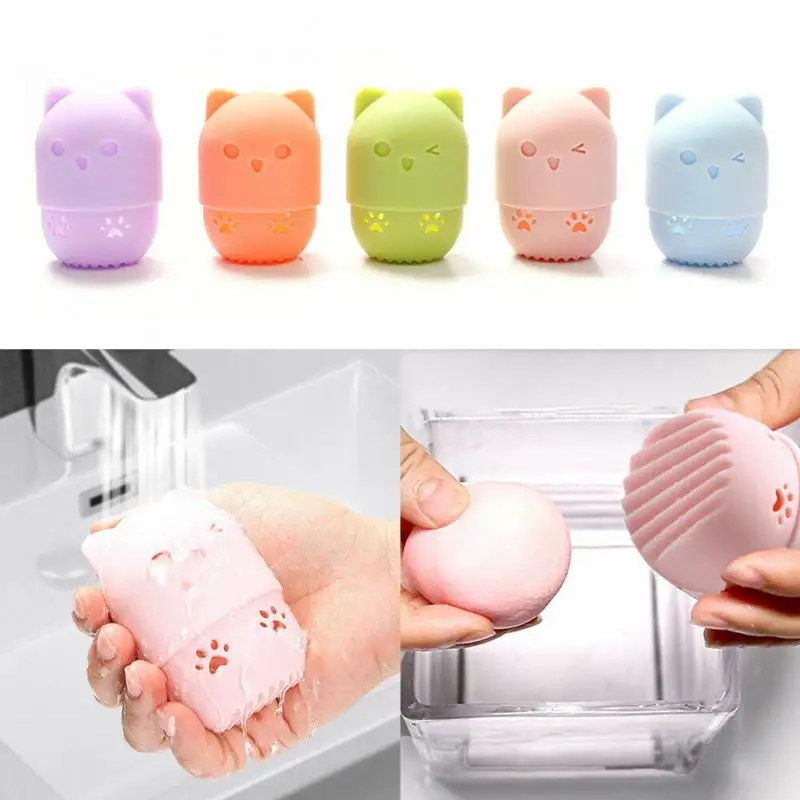 Top Trends: 1PC Beauty Powder Puff Blender Holder Sponge Makeup Egg Drying Case Portable Soft Silicone Cosmetic Blender Sponge Box Holder Shoppable Styles