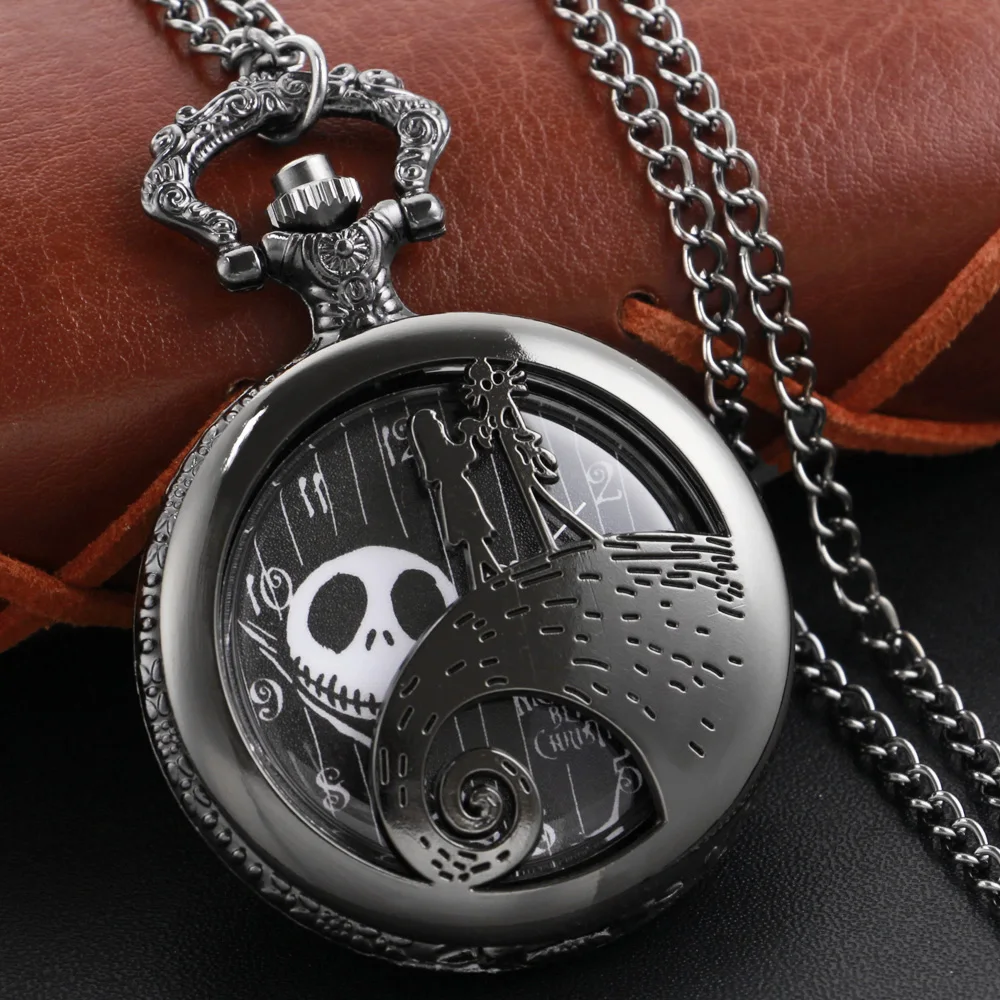 Top Trends: Vintage Christmas Theme Quartz Pocket Watch Jack And Sally Design Necklace Mens Womens Xmas Gift Shoppable Styles