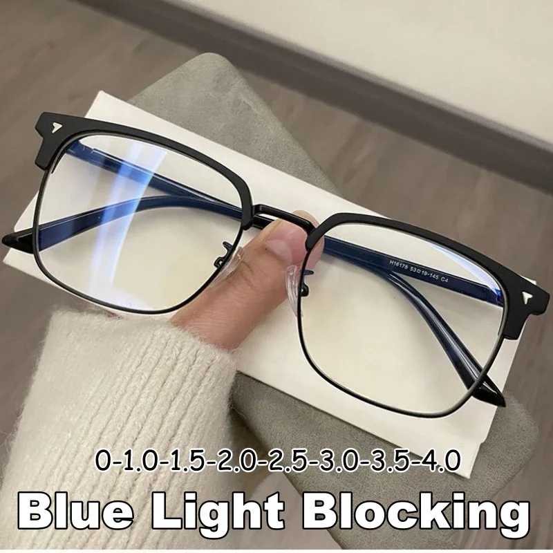 Top Trends: Men Women&#039;s Half Frame Myopia Glasses Retro Fashion Near Sight Clear Eyeglasses Unisex Transparent Blue Light Blocking Eyewear Shoppable Styles