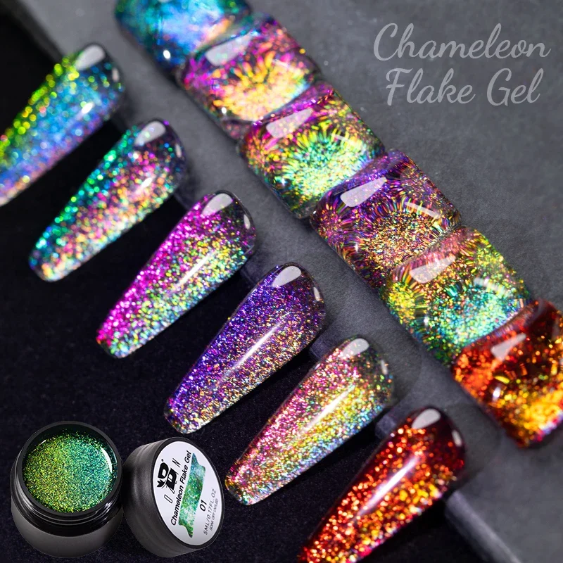 Top Trends: BOZLIN Chameleon Flake Gel Nail Polish Spring Color Sparkling Sequins Soak Off UV Glitter Gel Varnish Nail Art Decoration 5ML Shoppable Styles