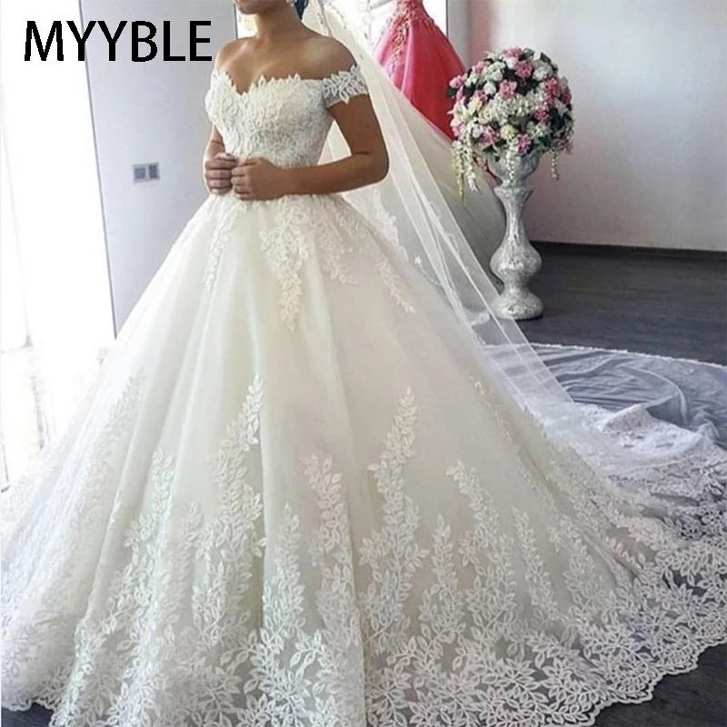 Top Trends: MYYBLE White Off The Shoulder Plus Size Vestido De Noiva 2023 Wedding Dress Train Custom Made Plus Size Bridal Tulle Mariage Shoppable Styles