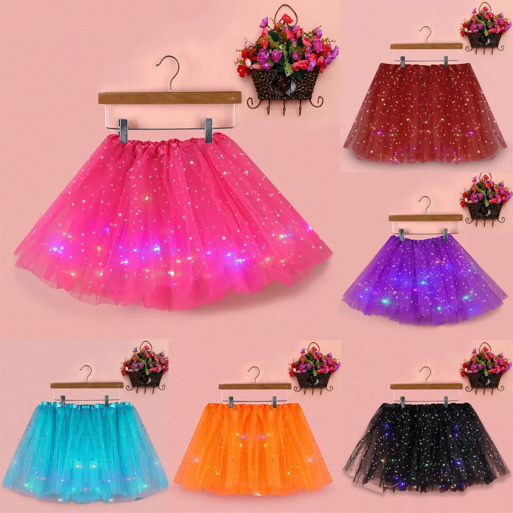 Top Trends: Led Glowing Light Women Tulle Star Skirt Short Tutu Mini Skirt Adult Fancy Ballet Dancewear Party Costume Ball Gown Mini Skirt Shoppable Styles