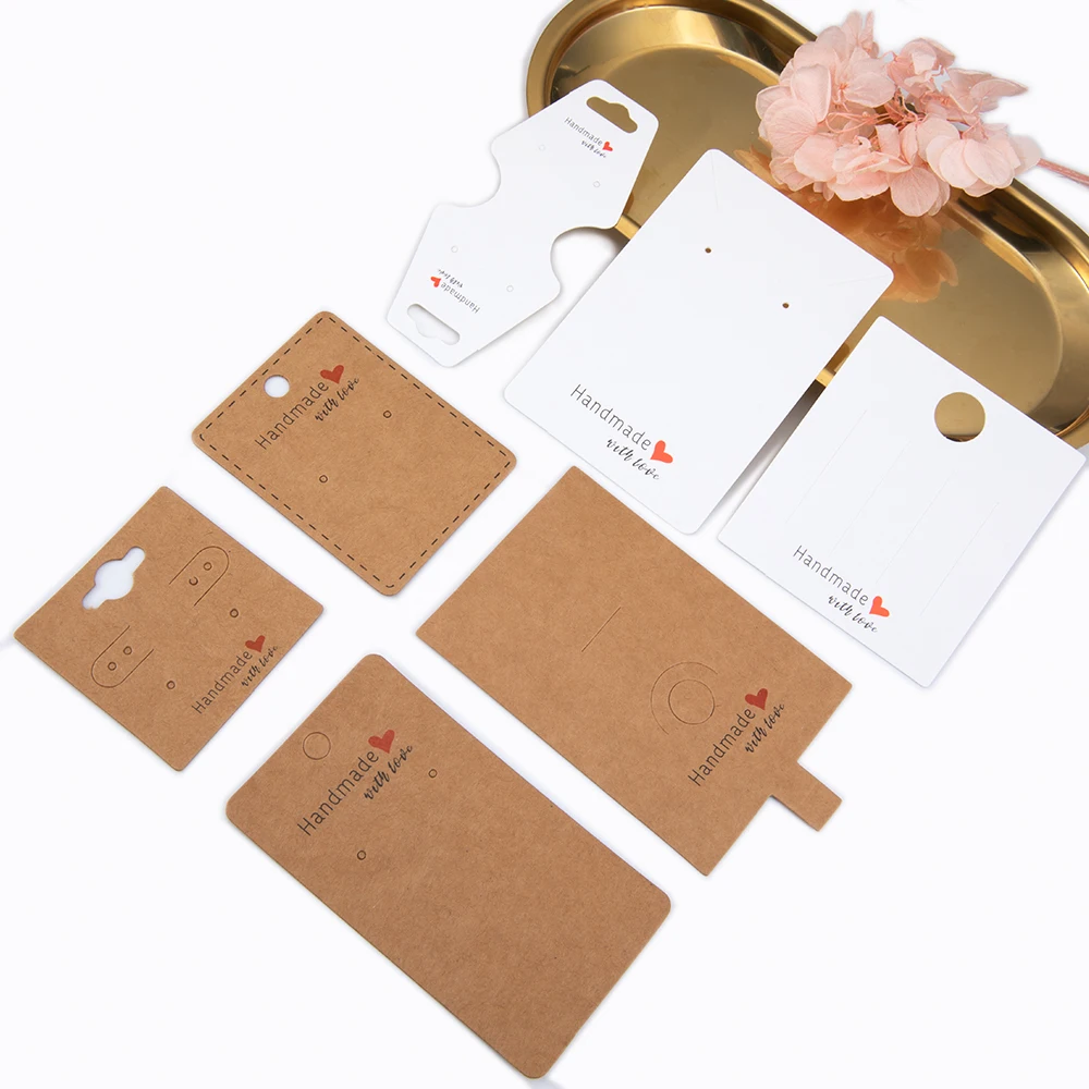 Top Trends: 50pcs Jewelry Packing Cards Handmade With Love Kraft Paper Cards For DIY Necklace Bracelet Rings Headwear Earrings Display Tags Shoppable Styles