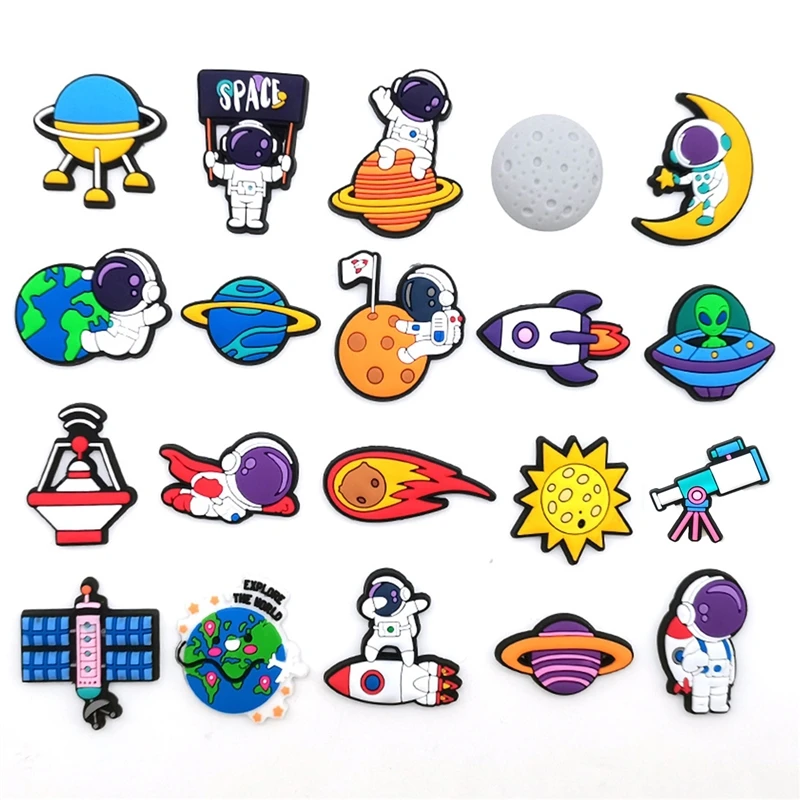 Top Trends: New 1pcs Shoe Charms Decoration For Crocs Astronaut Outer Space Badge Kids Clogs Accessories Unisex Jeans Boy Pins X-mas Gifts Shoppable Styles