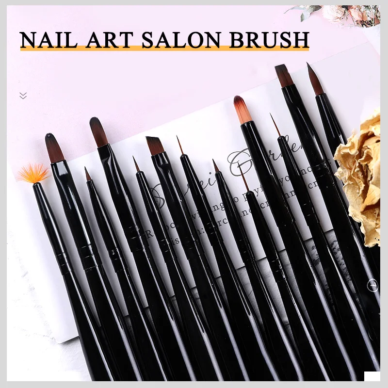 Top Trends: 1Pcs / Lot Pinceau Nail Art Brushes For Nail Gel Manicure Liner Painting Black Pen Brush Striper Acrylic Gradient Shadow UV Gel Shoppable Styles