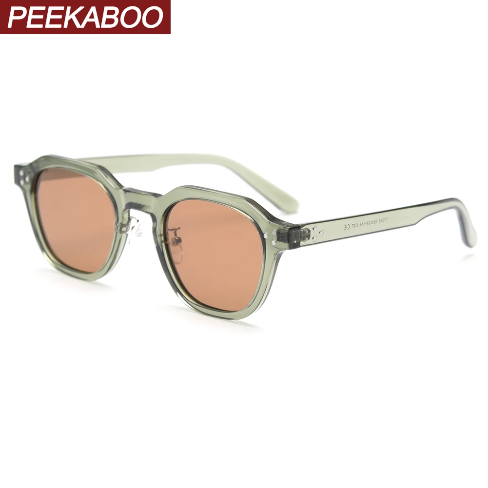 Top Trends: Peekaboo Korean Style Retro Sun Glasses For Women TR90 Frame Polygon Polarized Sunglasses Uv400 Male Green Brown 2023 Summer Shoppable Styles