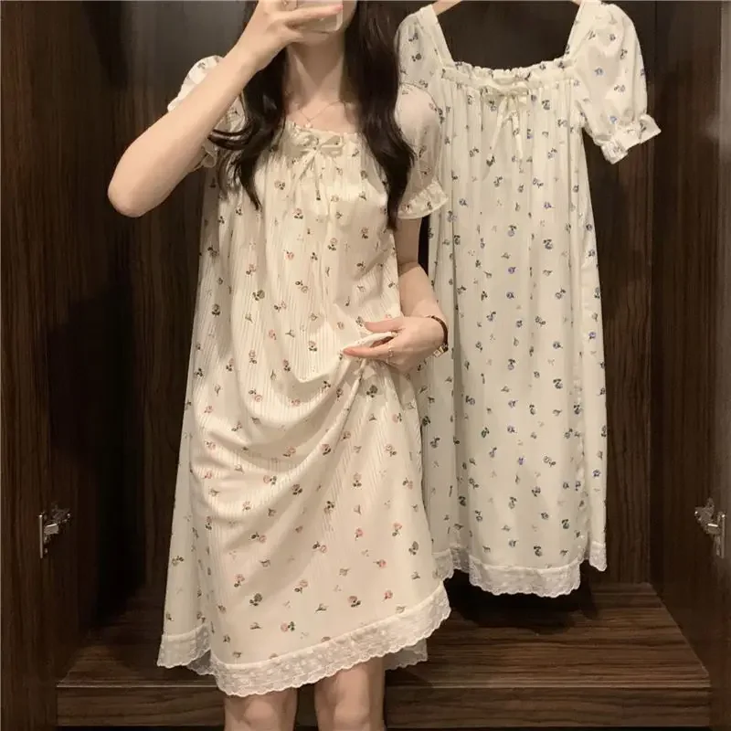 Top Trends: Summer Sexy Women Nightwear Sweet Sleepwear Nightgown Thin Korean Style Cute Night Dress Womens Short Sleeve Nighty Home Clothes Shoppable Styles