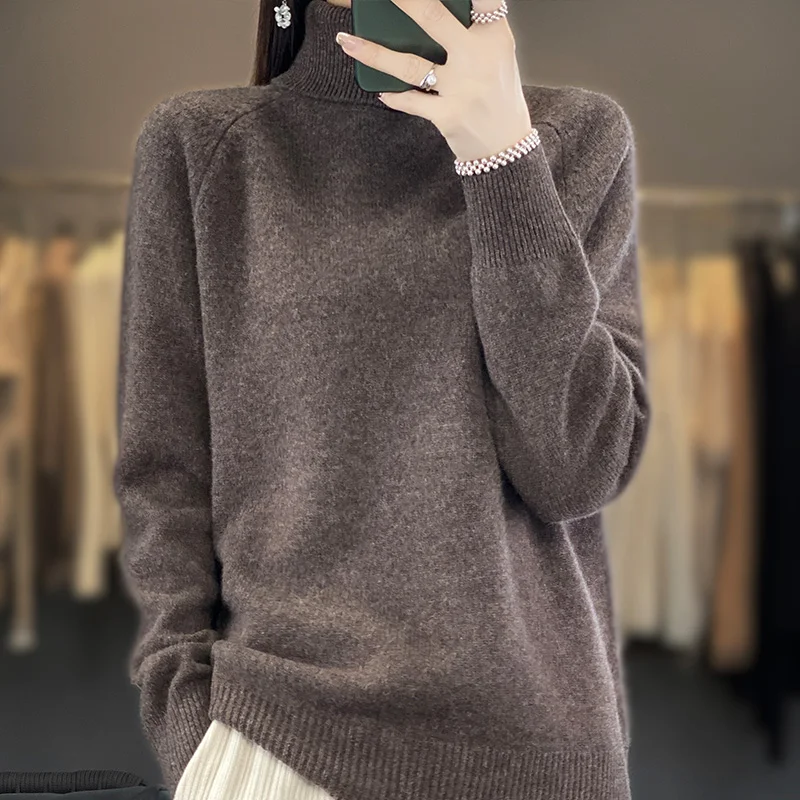 Top Trends: 2023 New Autumn Winter Cashmere Sweater Women Turtleneck Loose Solid Pullover Cashmere Sweaters Ladies Shoppable Styles