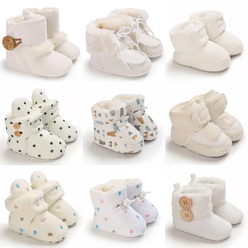 Top Trends: 2022 Baby Autumn Winter Boots Baby Girl Boys Winter Warm Shoes Solid Fashion Toddler Fuzzy Balls First Walkers Kid Shoes 0-18M Shoppable Styles