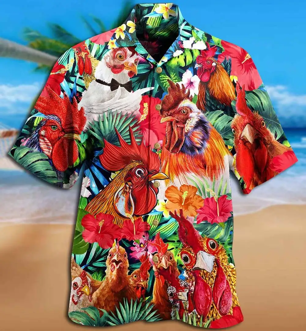 Top Trends: 2024 Hawaiian Men&#039;s Shirts Funny Rooster Casual Beach Summer Tops Cuban Style Plus Size Fat Shirts For Men Button Up Streetwear Shoppable Styles