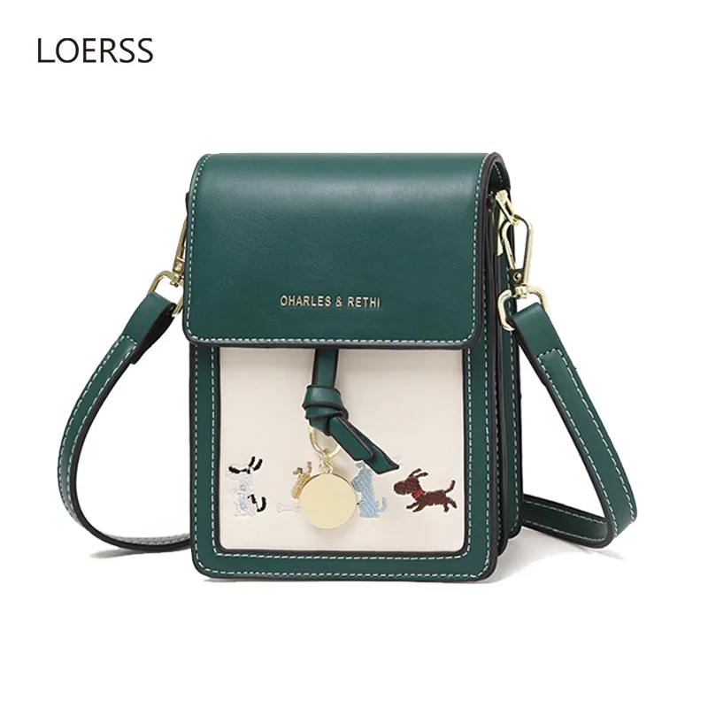 Top Trends: LOERSS Versatile Mini Messenger Bags For Women Cute Animals Embroidery Shoulder Bag Mobile Phone Shoulder Bag Wallet Card Cases Shoppable Styles