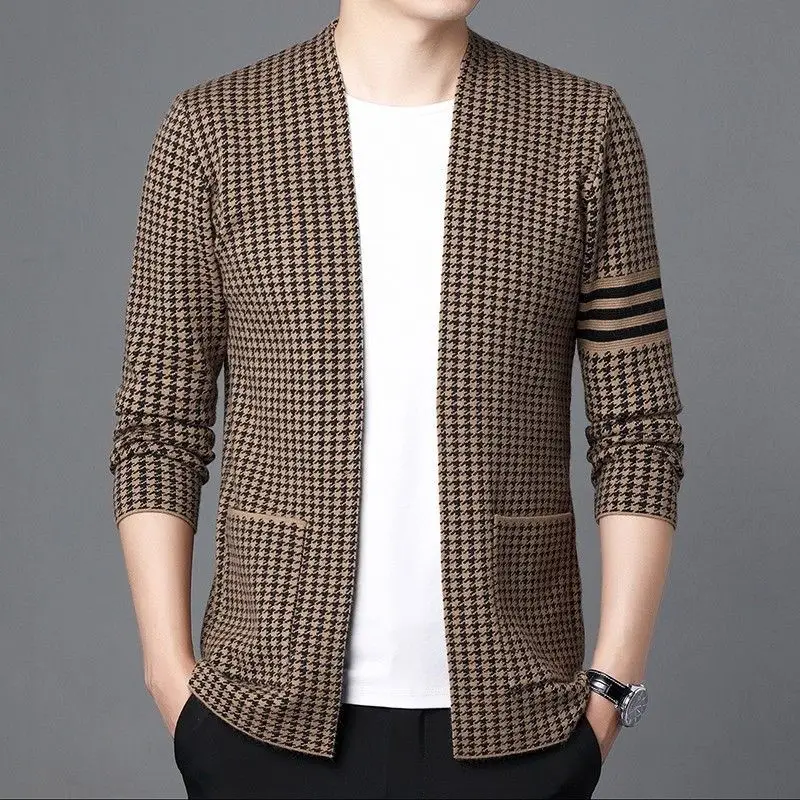 Top Trends: 2023 Spring And Autumn Fashion Plaid Printing Pocket Long Sleeve Casual Versatile Simple And Magnificent Men's Sweater Cardigan Shoppable Styles