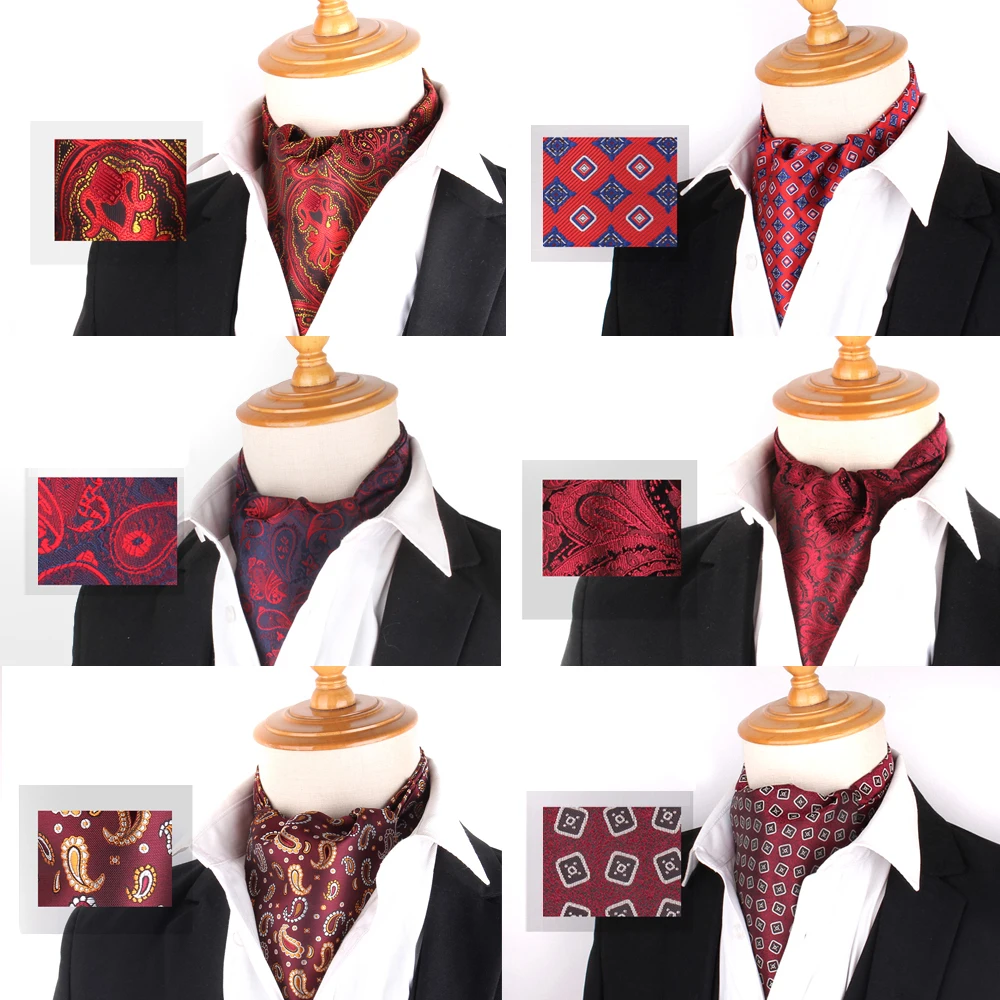 Top Trends: Red Pattern Men Cashew Tie Wedding Formal Cravat Ascot Scrunch Self British Gentleman Polyester Soft Paisley Neck Tie Luxury Shoppable Styles