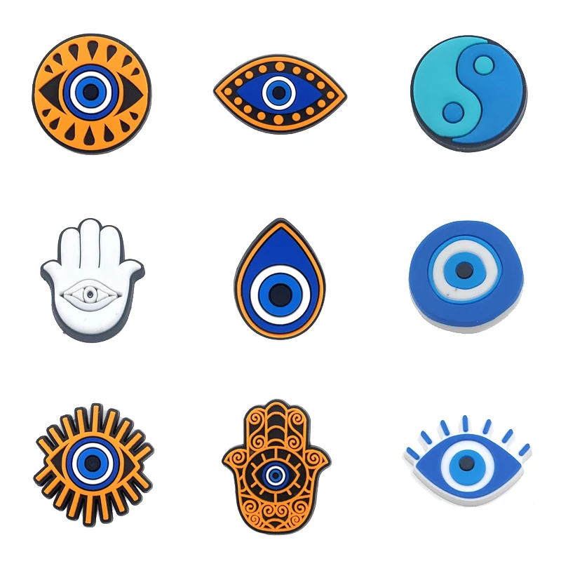 Top Trends: 1Pcs Evil Eye For Croc Charm DIY Badge Unisex Sandals Buckle Kids Pins Decoration Jeans Shoe Accessories Wristbands Wholesale Shoppable Styles