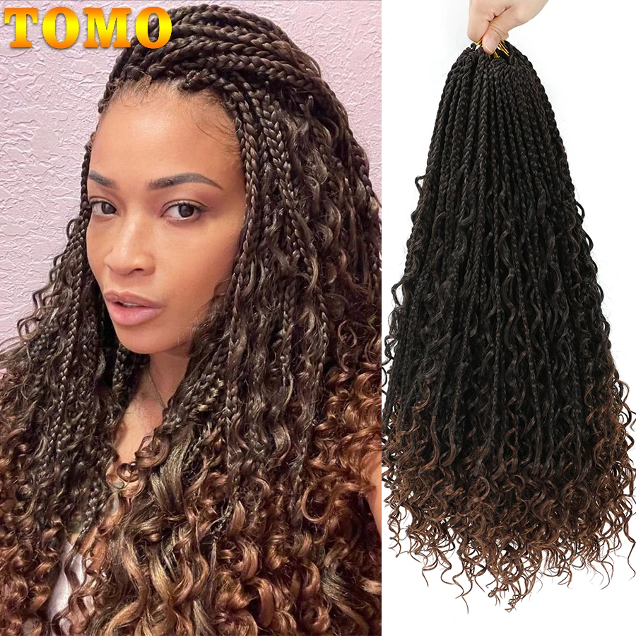 Top Trends: TOMO Goddess Box Braids Crochet Hair For Black Women Synthetic Crochet Braids With Curly Ends Ombre Pre Looped Boho Box Braids Shoppable Styles