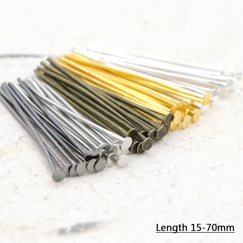 Top Trends: 200pcs 20 30 35 40 45 50 60 65 70 Mm Metal Heads Eye Flat Head Pin For Jewelry Making Findings Accessories Wholesale Supplies Shoppable Styles