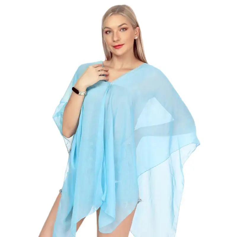 Top Trends: Summer Shawls For Women Lightweight Imitation Silk Sun Protection Scarves Bikini Cover Up Chiffon Beach Wraps Soild Color Shoppable Styles