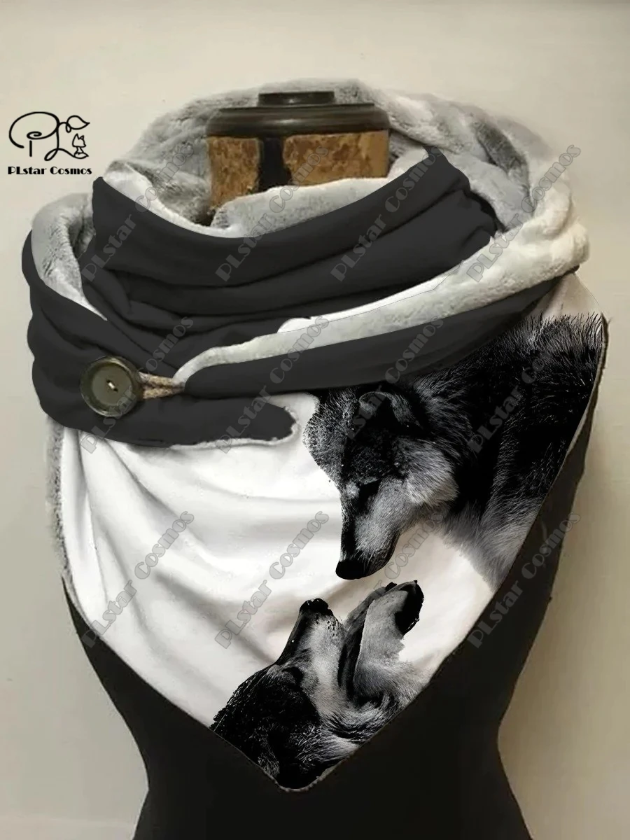 Top Trends: PLstar Cosmos 3D Printed Animal Series Cute Wolf Pattern Printed Warm Shawl Scarf Spring And Winter Small Triangle Scarf L-2 Shoppable Styles - Image 5