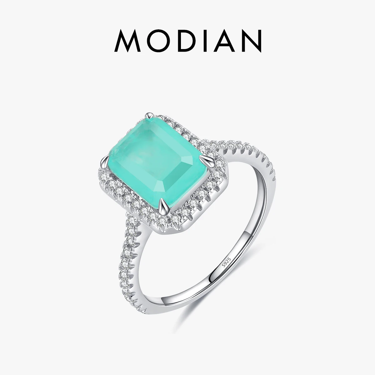 Top Trends: MODIAN 925 Sterling Silver Luxury Paraiba Tourmaline Rings For Women Wedding Engagement Band Fine Jewelry Anniversary Gifts Shoppable Styles