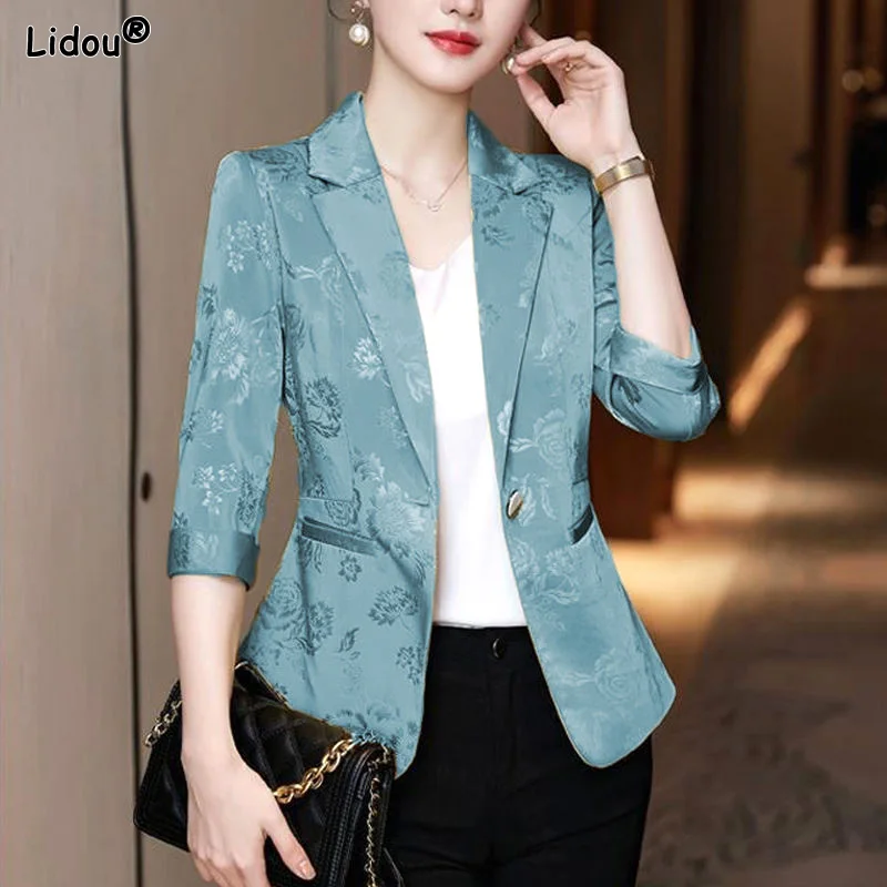 Top Trends: Solid Color Notched Slim New Fashion Long Sleeved Blazer Top Spring Summer Pockets Office Lady Business Women's Clothing 2023 Shoppable Styles - Image 2