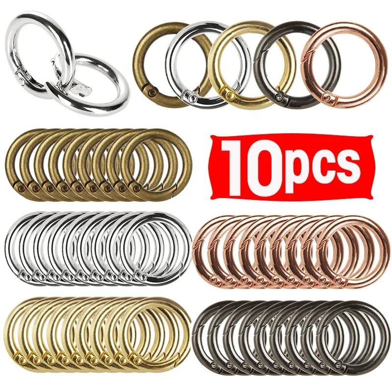 Top Trends: 10pcs Metal O Ring Spring Clasps For DIY Jewelry Openable Round Carabiner Keychain Bag Clips Hook Dog Chain Buckles Connector Shoppable Styles