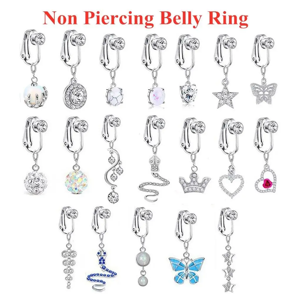 Top Trends: Faux Fake Belly Ring Butterfly Fake Belly Piercing Clip On Umbilical Navel Belly Button Cartilage Clip On Earrings Body Jewelry Shoppable Styles