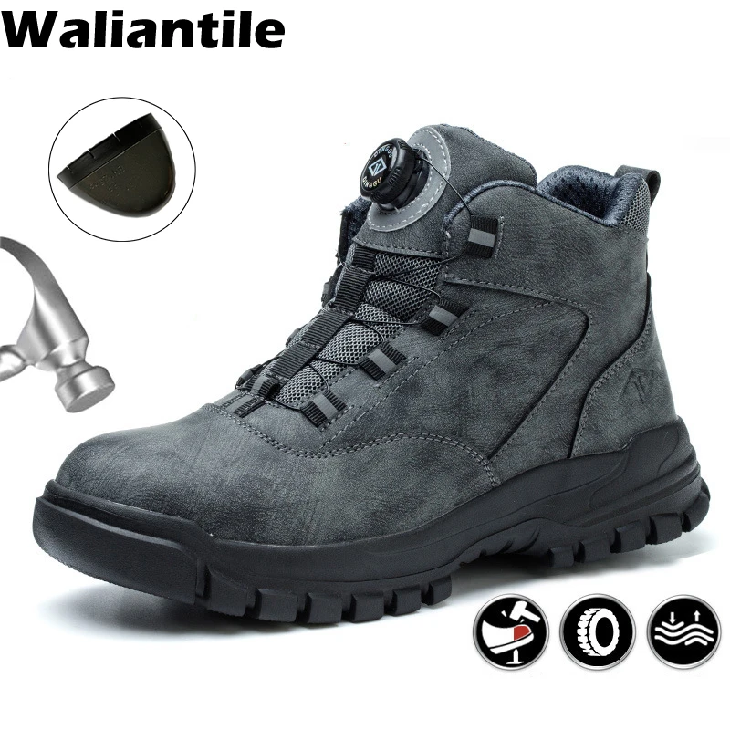 Top Trends: Waliantile Men Safety Work Boots Protective Steel Toe Anti-smashing Working Shoes Puncture Proof Non-slip Industrial Safety Boot Shoppable Styles