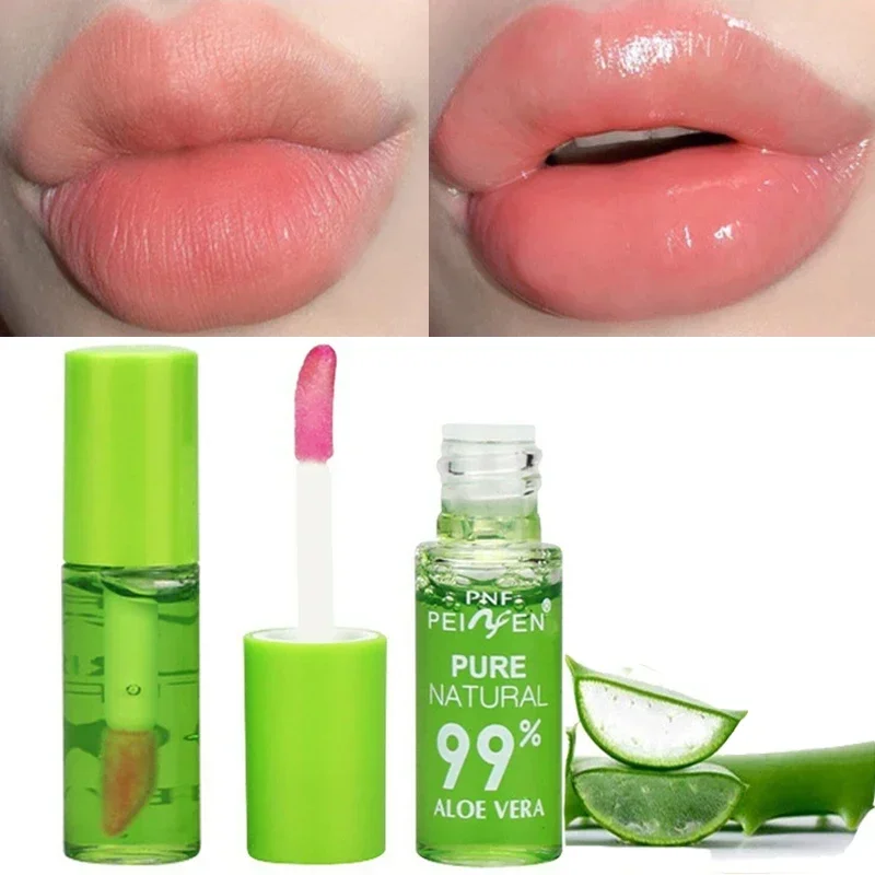 Top Trends: 1PCS Moisturizing Natural Aloe Serum Lip Gloss Changable Color Portable Waterproof Long Lasting Nutritious Lips Care Lipstick Shoppable Styles